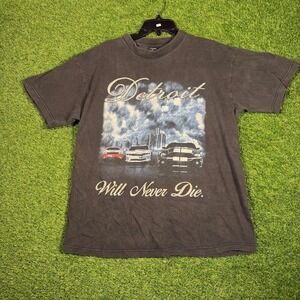 Detroit Muscle Car T-Shirt 4XL‎ Black Graphic Tee Skyline Dodge Camaro y2k